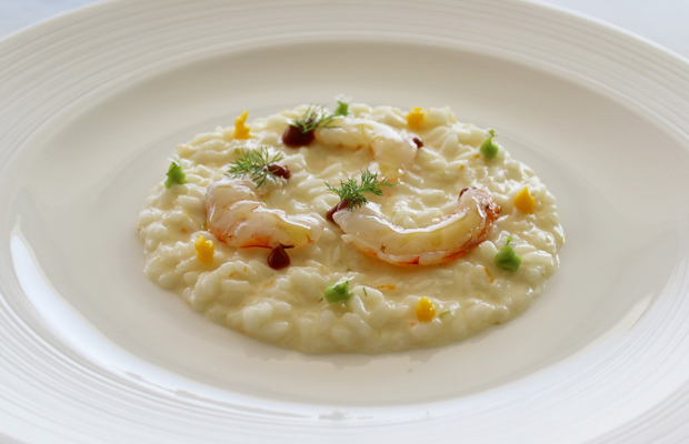 Risotto al mascarpone con gamba blanca de Calpe de Ferdinando Bernardi