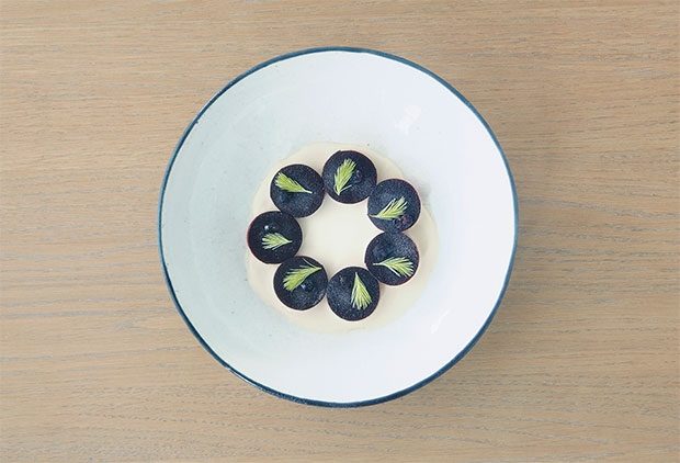 Sorbete de grosella negra y leche de avellana de Kristian Baumann Sorbete de grosella negra y leche de avellana de Kristian Baumann