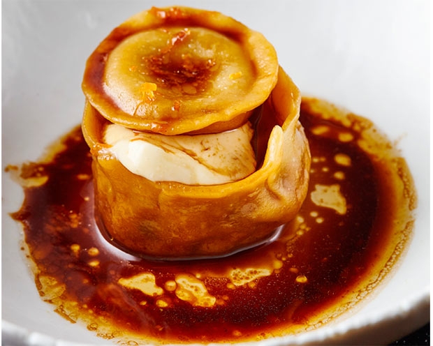 Raviolis de faisán y calabaza con crema de queso y rustido, de Jordi Vilà Raviolis de faisán y calabaza con crema de queso y rustido, de Jordi Vilà