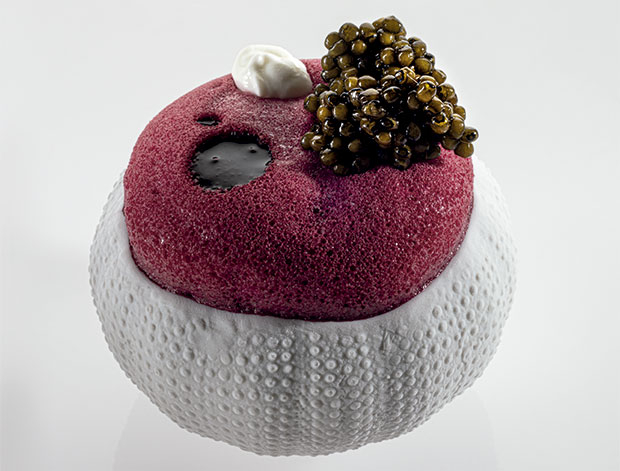 Remolacha helada con caviar, de Disfrutar Remolacha helada con caviar, de Disfrutar
